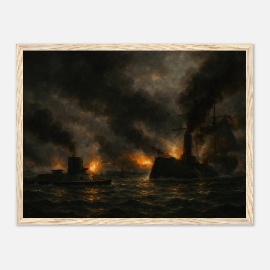 Battle of Hampton Road - The First Ironclad Clash – Canvas Art Print | Canvas of America