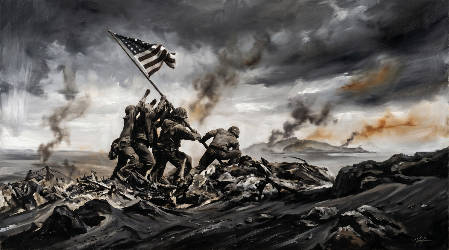 Raising the Flag on Iwo Jima patriotic art print
