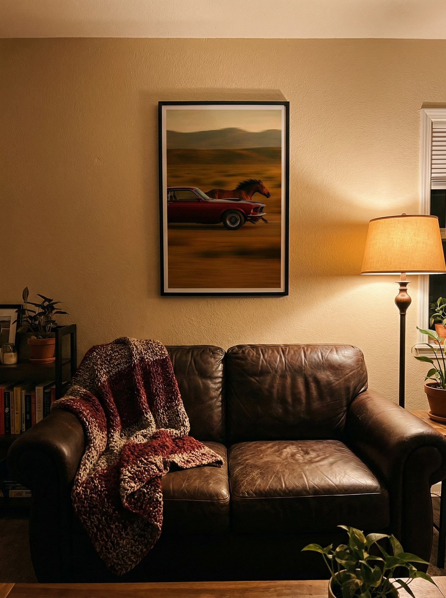 Traditional American living room with patriotic wall art