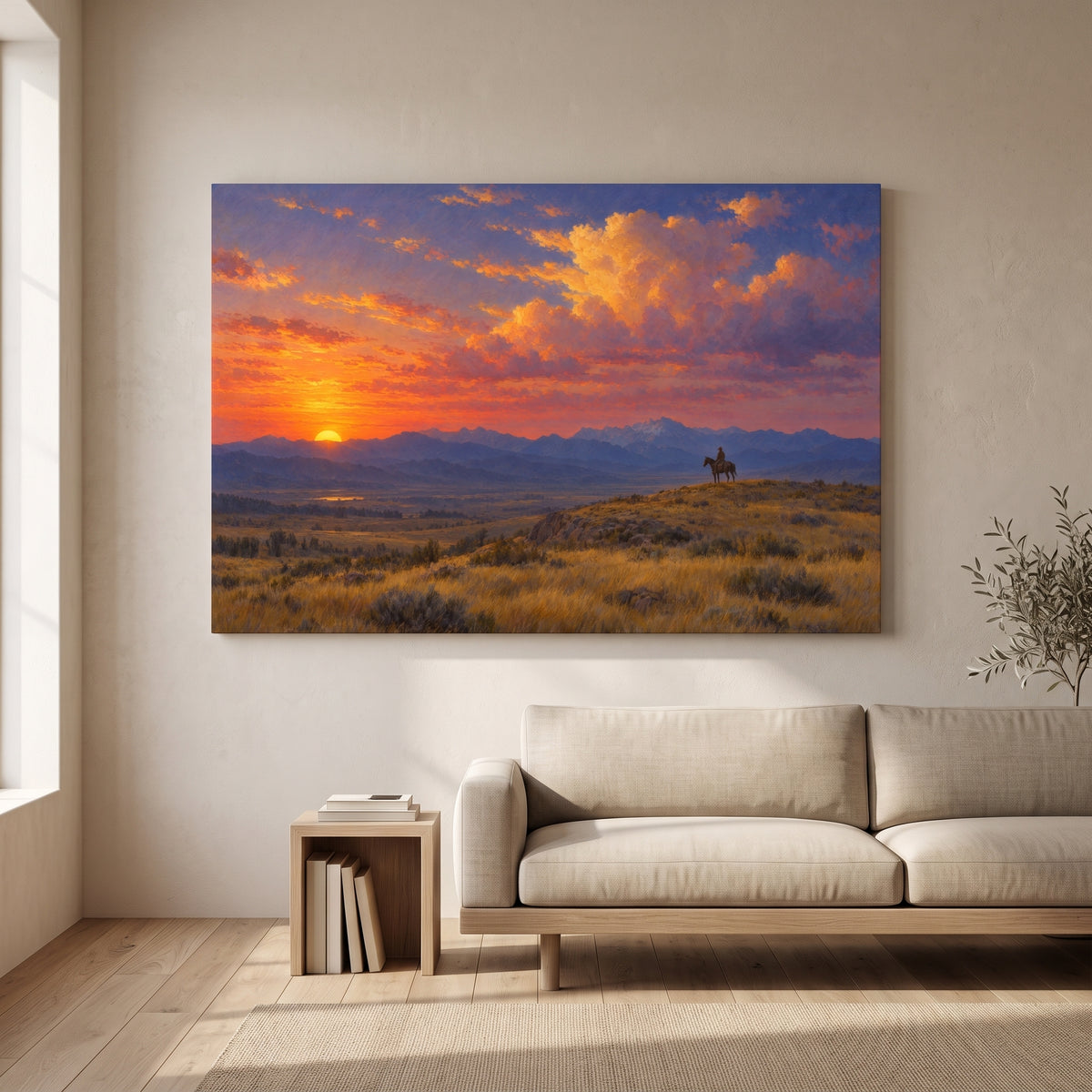 Wyoming Rider at Dusk gallery-wrapped canvas print
