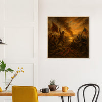 Framed print of Civil War soldiers advancing at dawn, ready to hang.