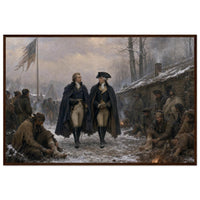 Framed print of Washington in prayer at Valley Forge, ready to hang.