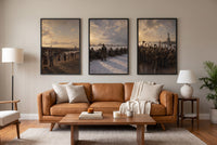 The Long Way Home framed prints hung above a sofa in a living room