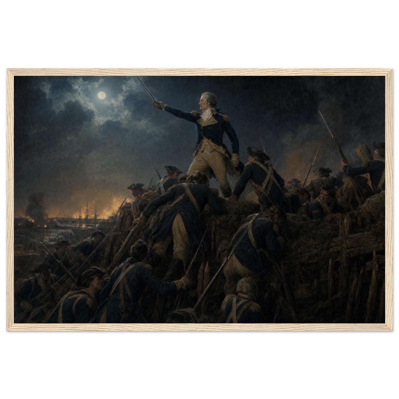 Framed print of the crossing of the Delaware, ready to hang.
