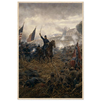 Framed print of a Civil War battlefield, ready to hang.
