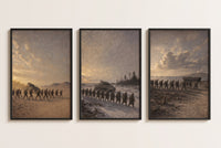 The Three Theaters set of framed prints displayed as a gallery wall