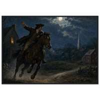 Framed print of Paul Revere's midnight ride, ready to hang.