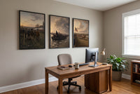 Lexington to Yorktown framed prints hung in a home office