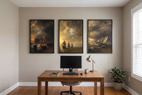 The Revolution at Sea framed prints hung in a home office