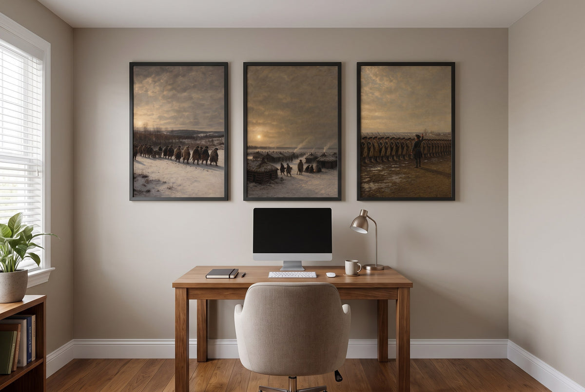 Valley Forge framed prints hung in a home office
