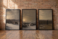 Valley Forge framed prints leaning against a brick wall