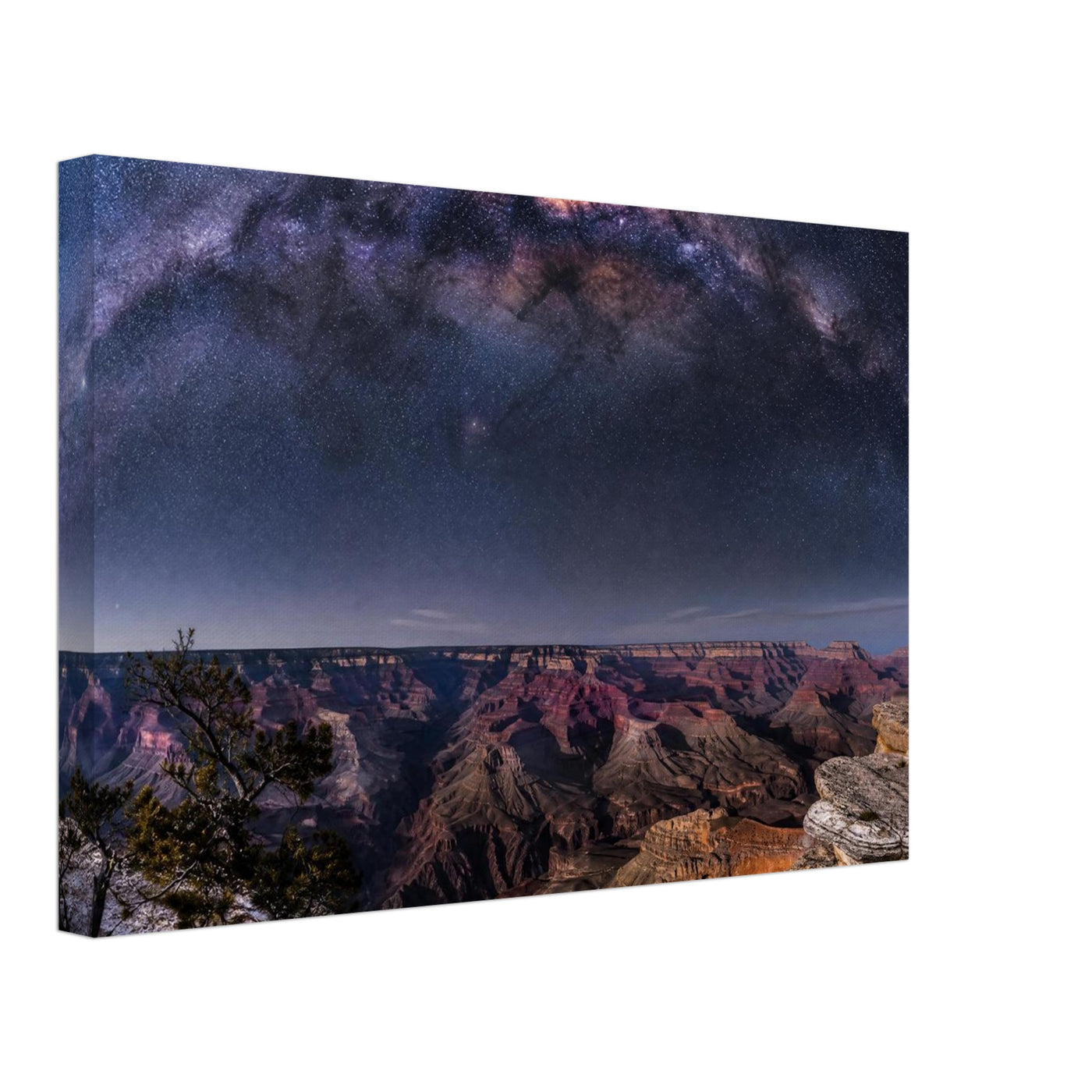 Canvas print of the Grand Canyon under the Milky Way — room view, ready to hang.