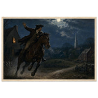 Framed print of Paul Revere's midnight ride, ready to hang.