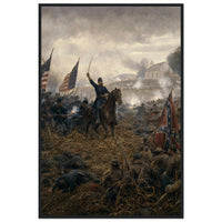 Framed print of a Civil War battlefield, ready to hang.