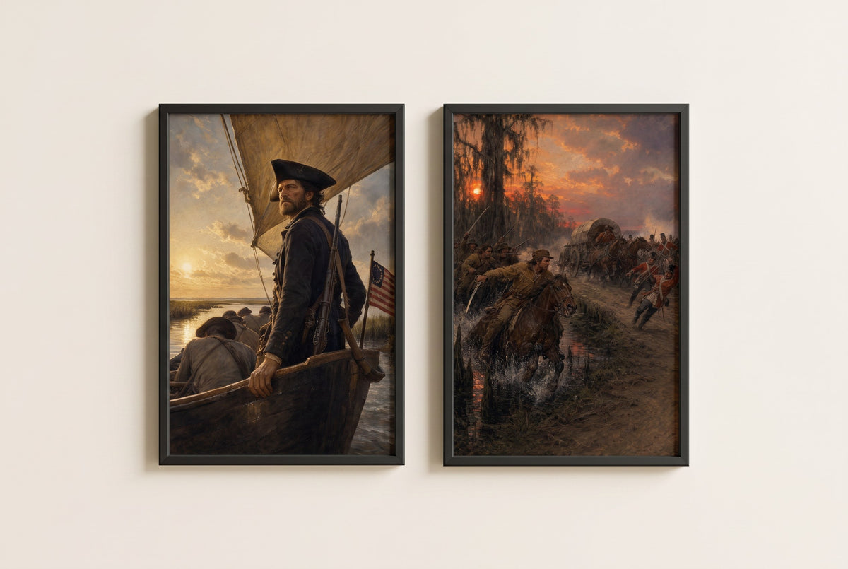 The Partisans set of framed prints displayed as a gallery wall
