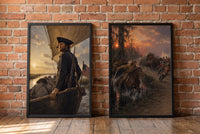 The Partisans framed prints leaning against a brick wall