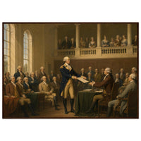 Framed print of Washington resigning his commission, ready to hang.