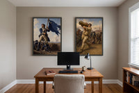 Acts of Valor framed prints hung in a home office