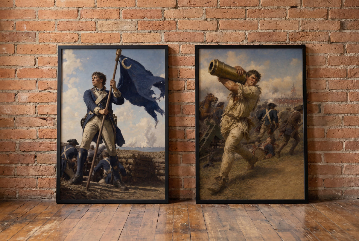 Acts of Valor framed prints leaning against a brick wall