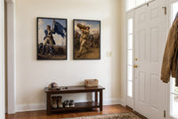 Acts of Valor framed prints hung in a front entry