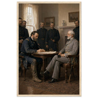 Framed print of Lee and Grant at the Appomattox surrender, ready to hang.
