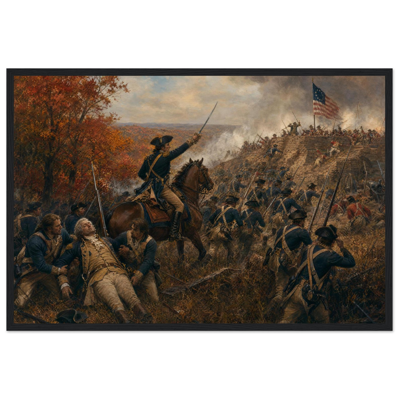 Framed print of the Spirit of '76 marching on, ready to hang.