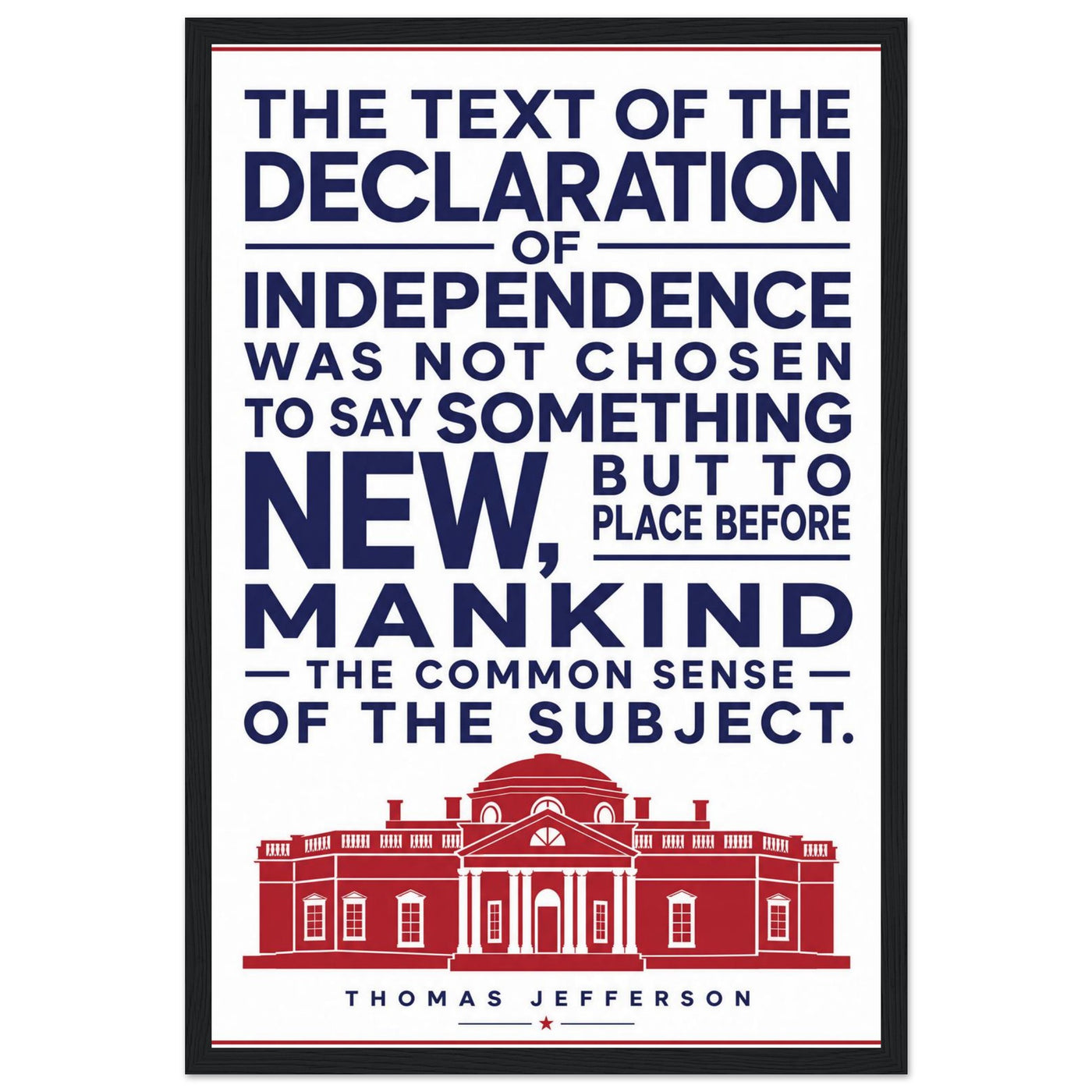 Wooden framed print of the Declaration of Independence text — room view, ready to hang.