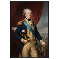 Framed portrait of an early American statesman, ready to hang.