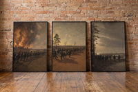 The March to the Sea framed prints leaning against a brick wall