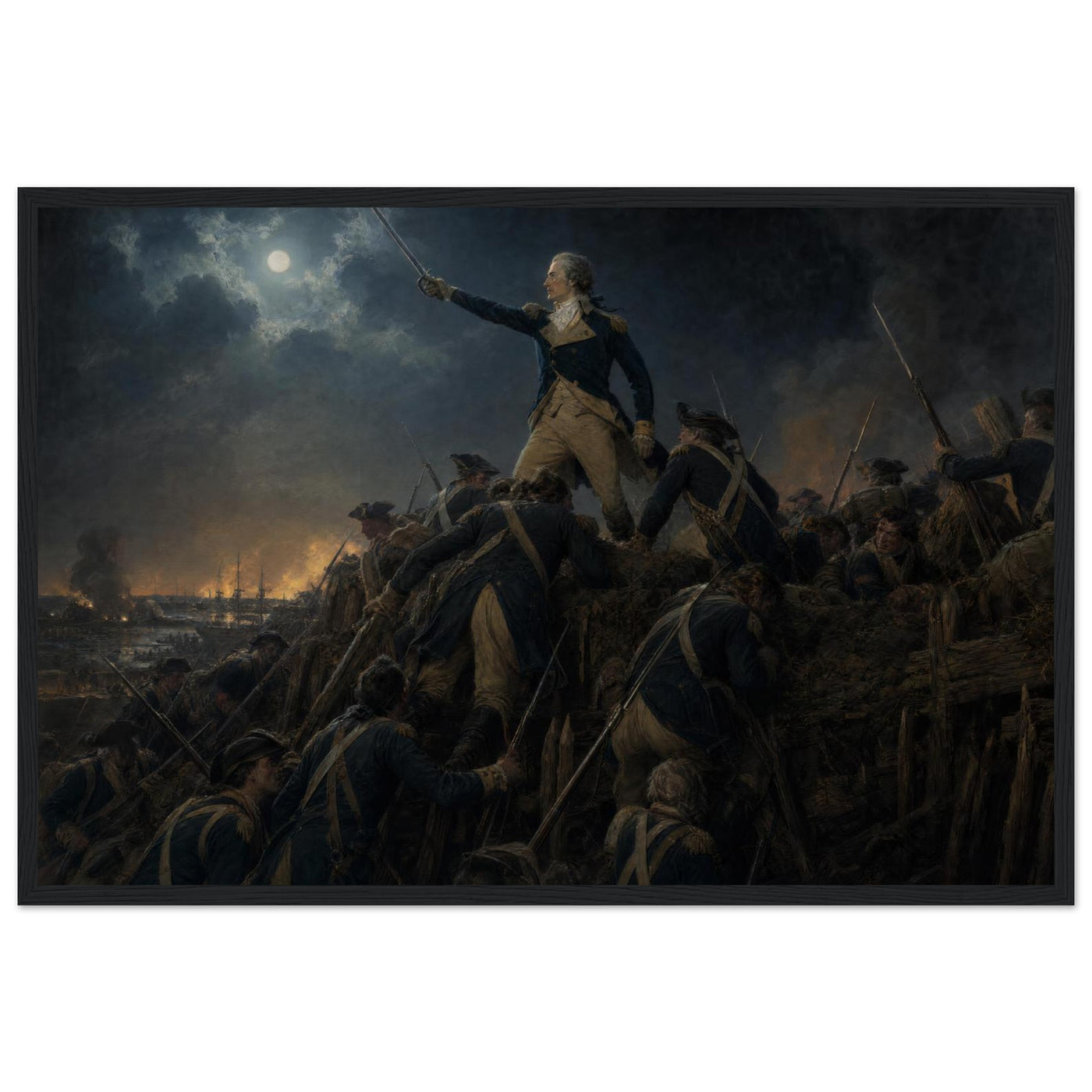 Framed print of the crossing of the Delaware, ready to hang.