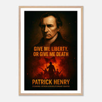 Framed Patrick Henry 'give me liberty' quote print, ready to hang.
