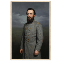 Framed portrait painting of a bearded Confederate general in gray uniform, in a solid wood frame.