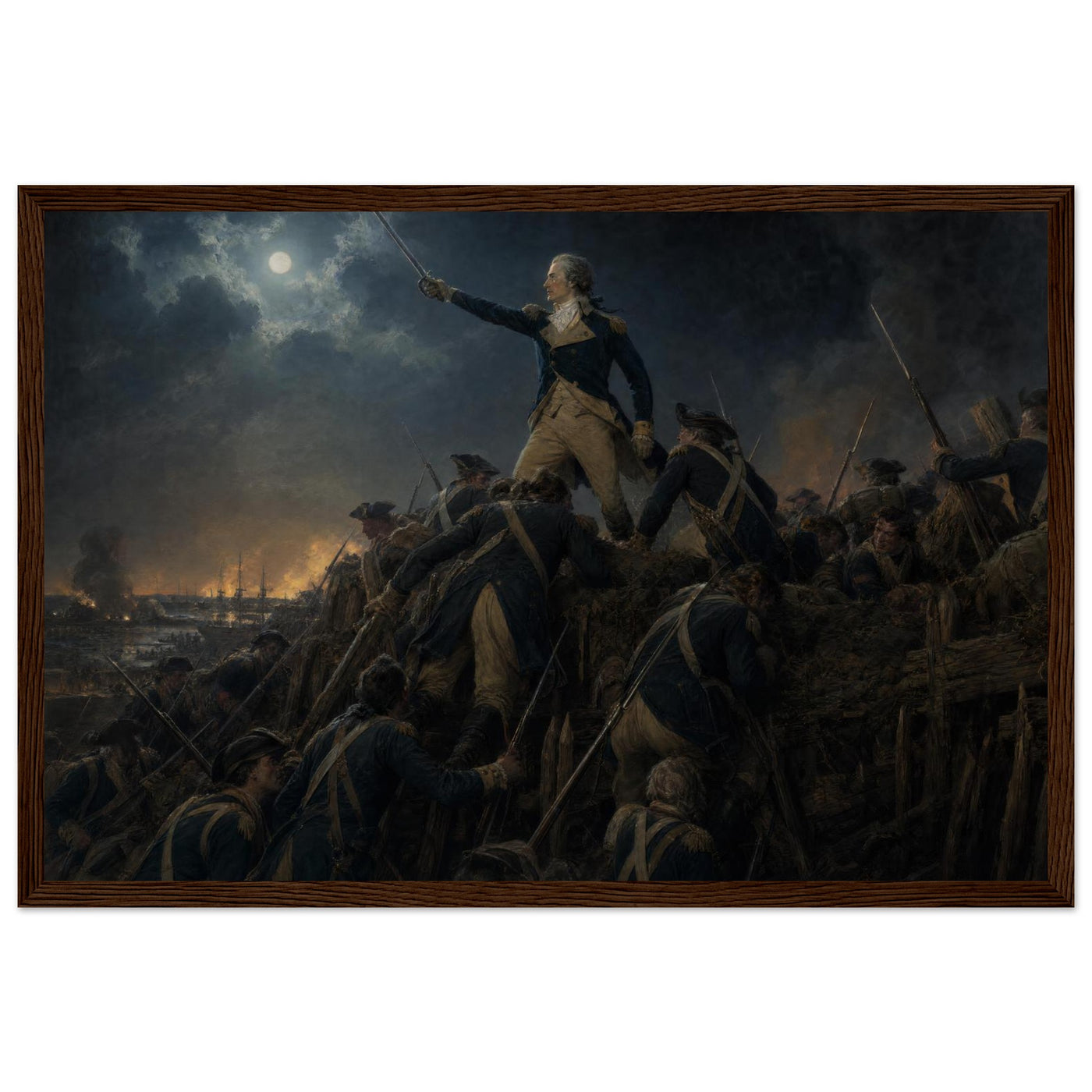 Framed print of the crossing of the Delaware, ready to hang.