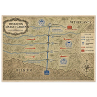 Operation Market Garden — Map — framed print of the 1944 airborne corridor to Arnhem, 12x18″ in a natural wood frame