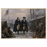 Framed print of Washington in prayer at Valley Forge, ready to hang.