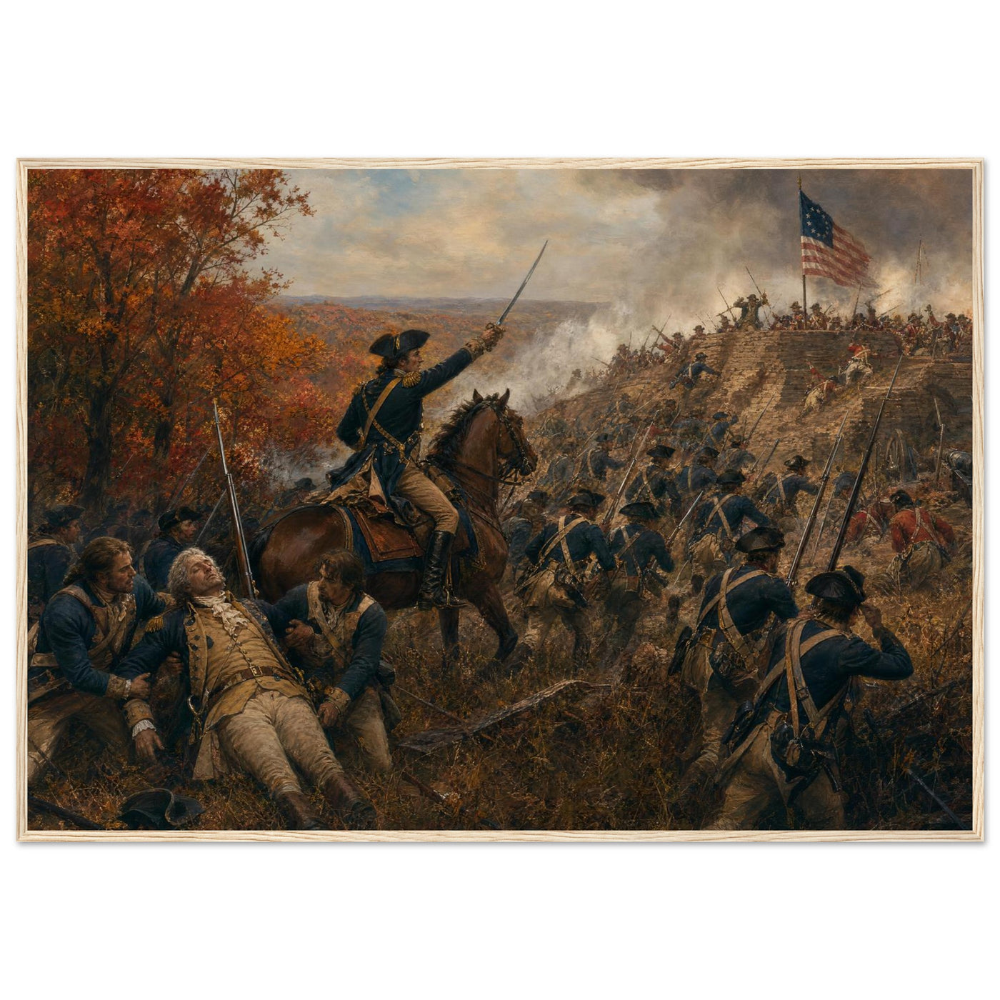 Framed print of the Spirit of '76 marching on, ready to hang.