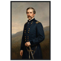 Framed portrait of a Union general, ready to hang.