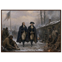 Framed print of Washington in prayer at Valley Forge, ready to hang.