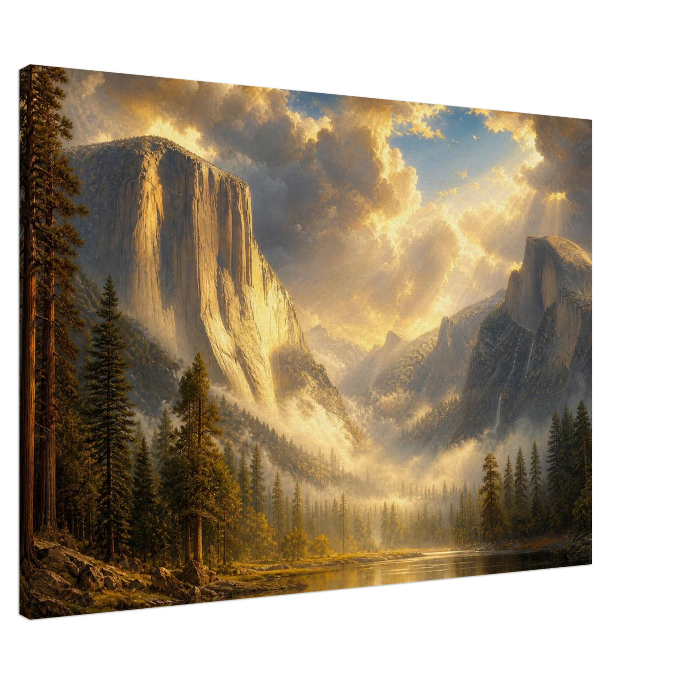 Canvas print of Yosemite Valley at dawn — room view, ready to hang.