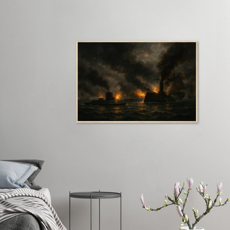 Battle of Hampton Road - The First Ironclad Clash – Canvas Art Print | Canvas of America
