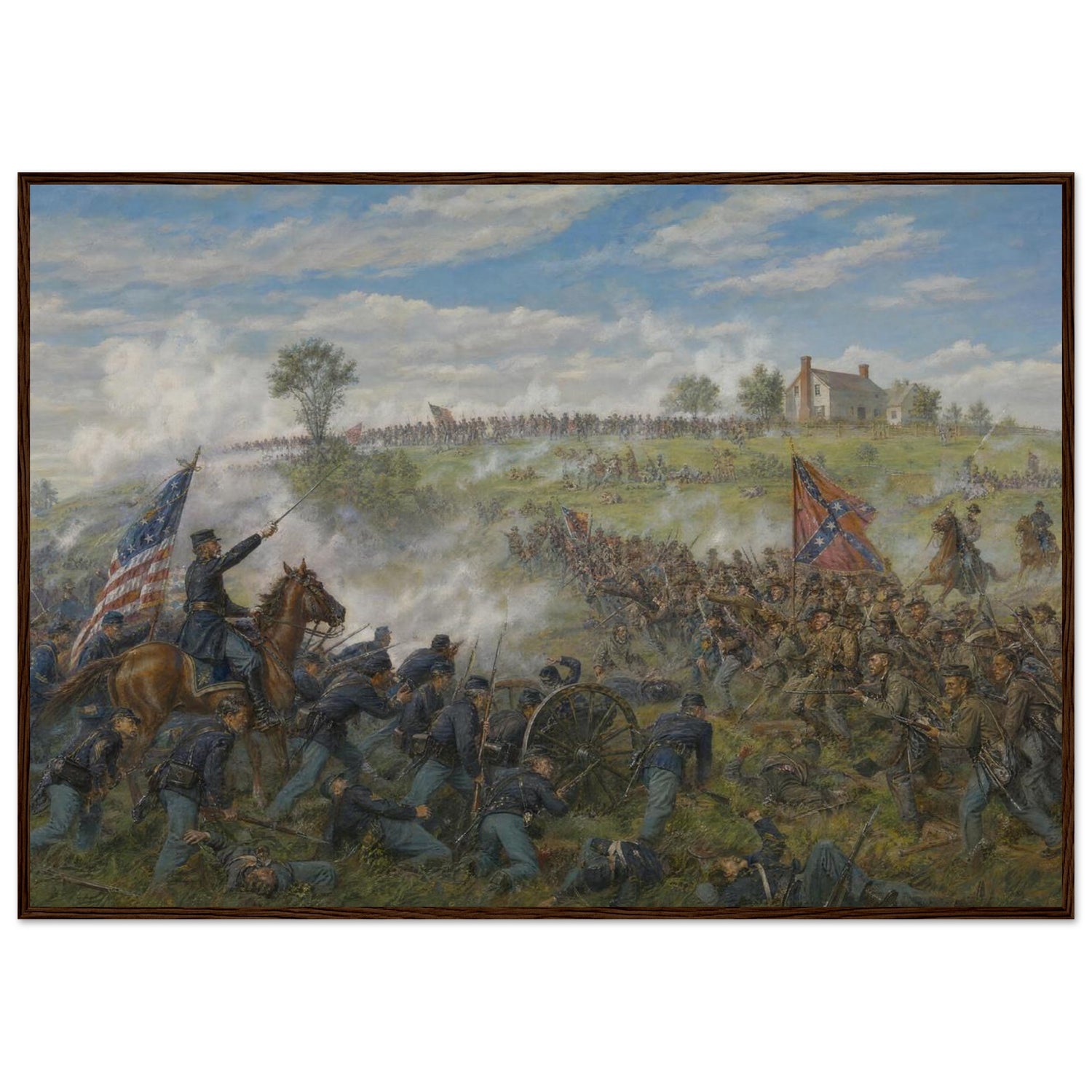 Wooden framed print of the First Battle of Bull Run — room view, ready to hang.