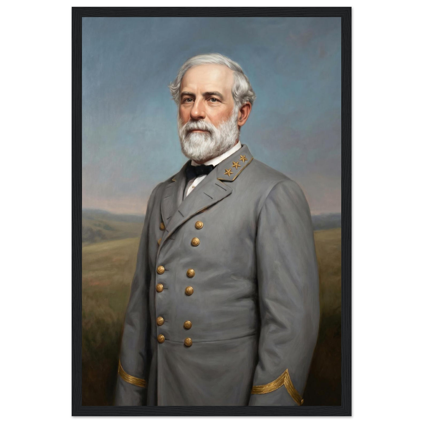 Framed portrait of a distinguished Civil War officer, ready to hang.