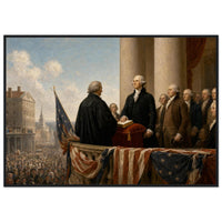 Framed print of Washington's first inauguration, ready to hang.