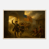 Framed print of the capture of Fort Ticonderoga, ready to hang.