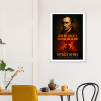 Framed Patrick Henry 'give me liberty' quote print, ready to hang.