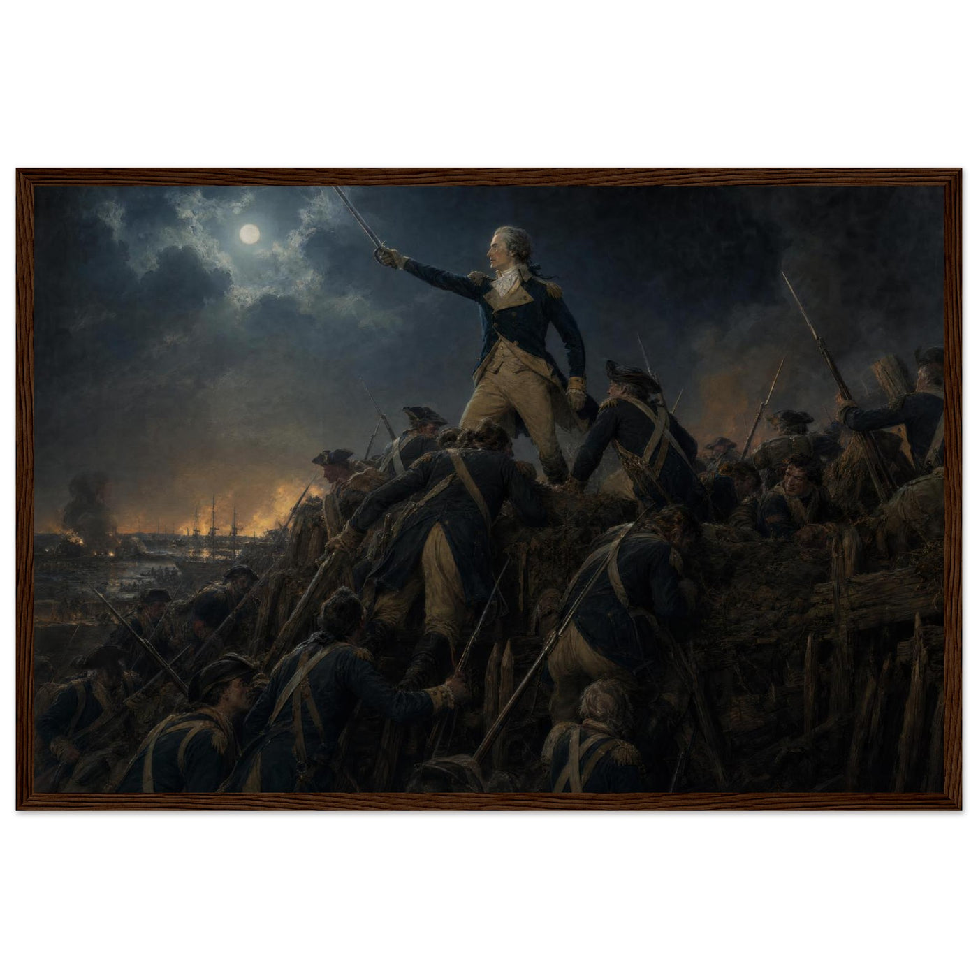 Framed print of the crossing of the Delaware, ready to hang.