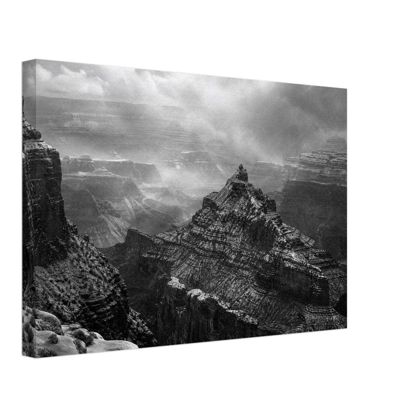 Canvas print of the Grand Canyon in winter — room view, ready to hang.