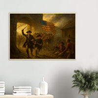 Framed print of the capture of Fort Ticonderoga, ready to hang.