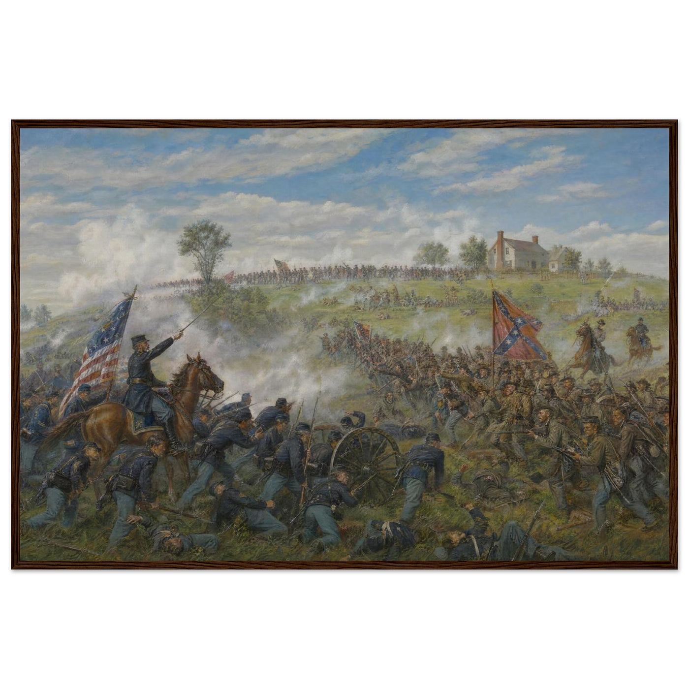 Wooden framed print of the First Battle of Bull Run — room view, ready to hang.