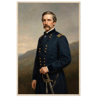 Framed portrait of a Union general, ready to hang.